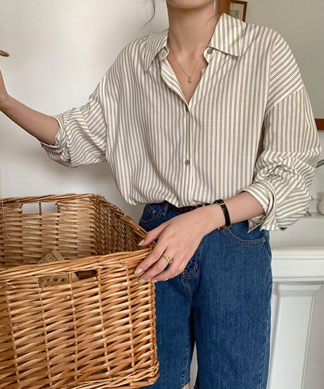 stripe over shirt/3color