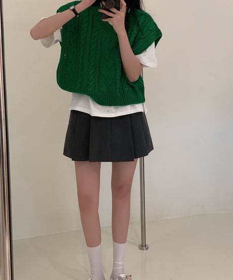 drop shoulder cable vest/5color