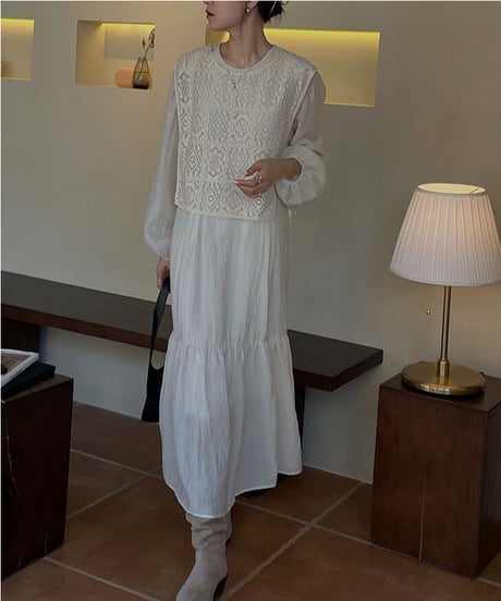 chiffon long dress/2color