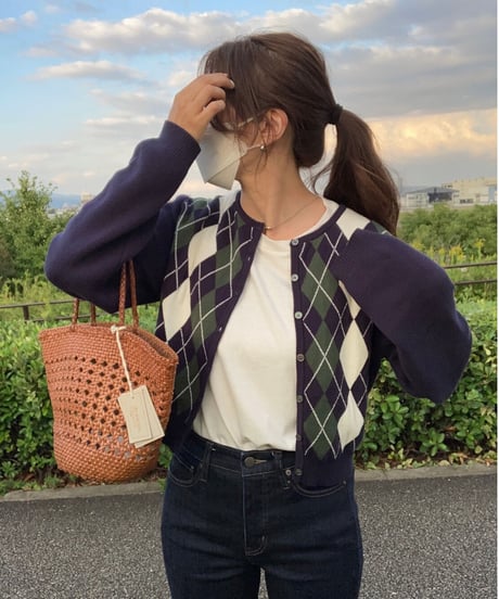 argyle short cardigan