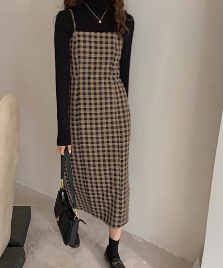 check camisole dress/2color