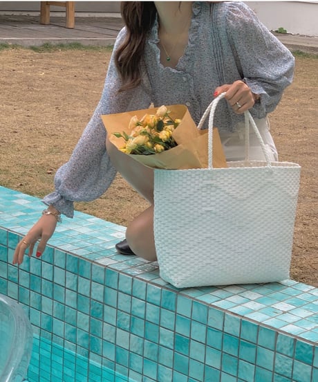 flower V neck chiffon blouse/3color