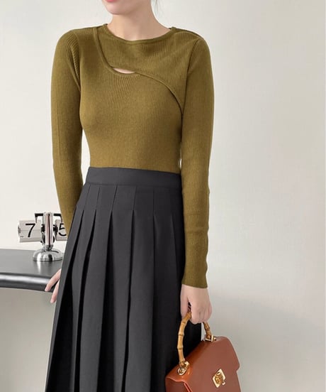 asymmetry rib knit/4color