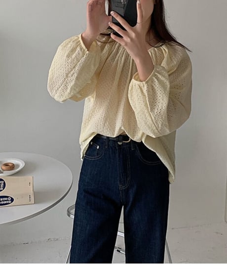 [OUTLET]cotton lace blouse