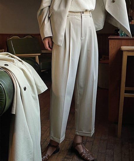 roll-up tuck slacks/3color