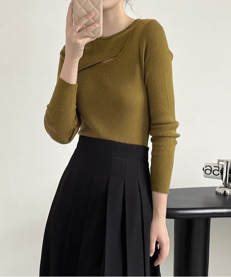 asymmetry rib knit/4color