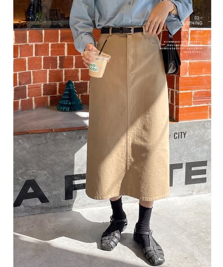 [OUTLET]A line color denim skirt/2color