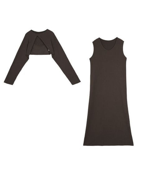 asymmetry bolero & one-piece SET/4color