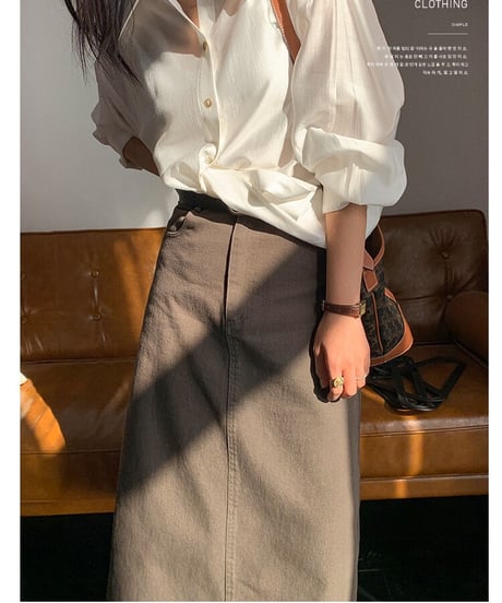 [OUTLET]A line color denim skirt/2color