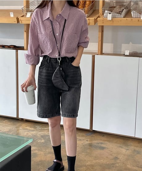 gingham check daily shirt/2color