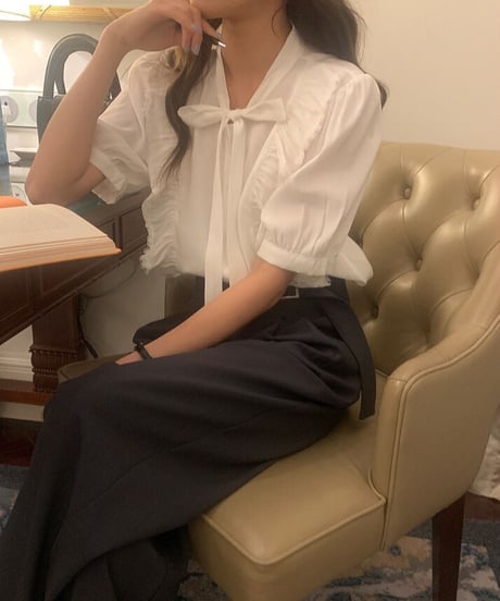 frill ribbon blouse(ネコポス)