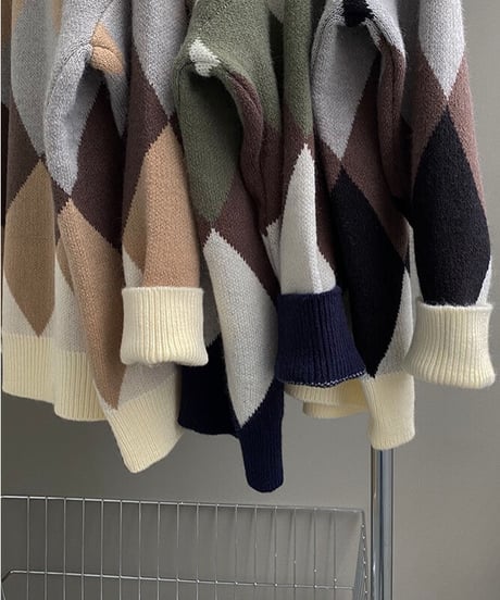big diamond pattern knit/3color
