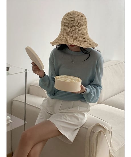 [OUTLET]linen blend sheer long-T/3color(ネコポス)