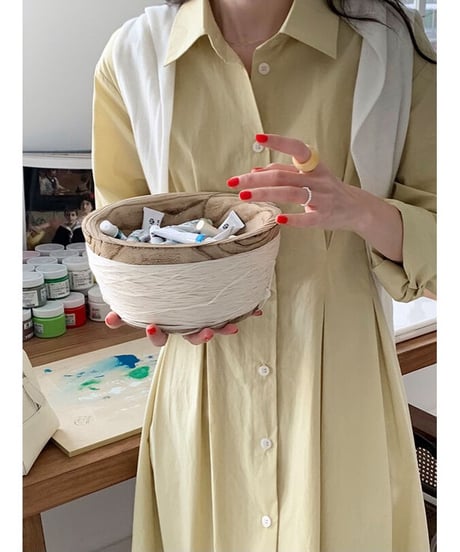 waist tuck shirt dress/3color