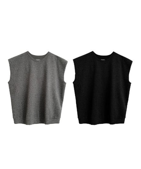 loose u neck vest tops/2color