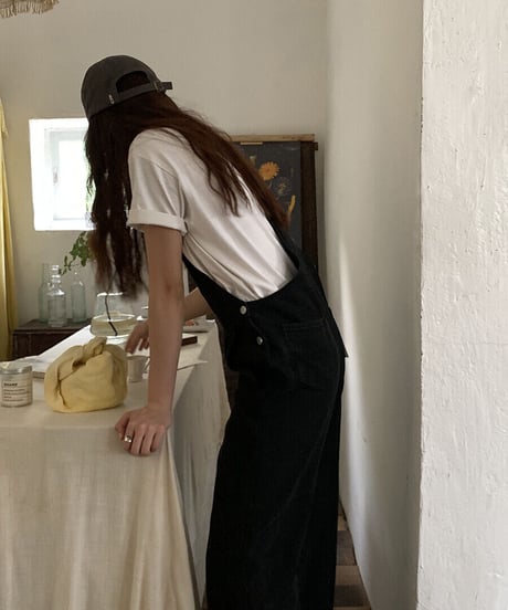 black denim salopette