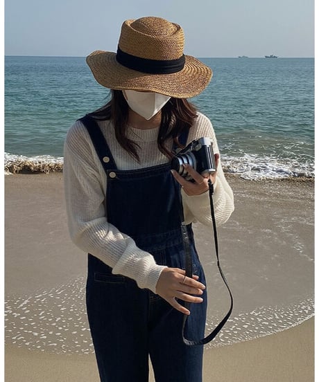 flare denim salopette/2color