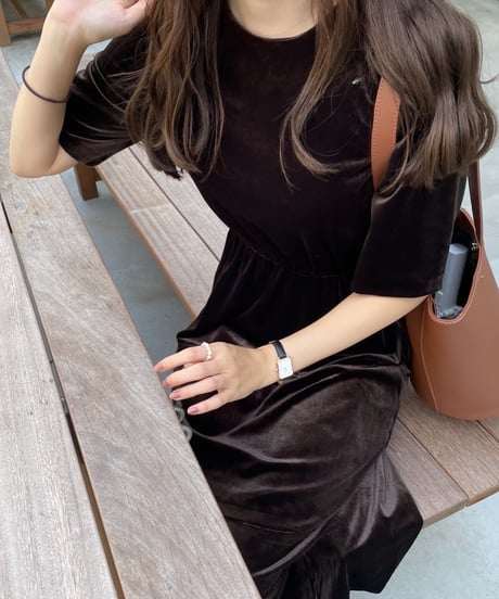 velour half sleeve dress/2color