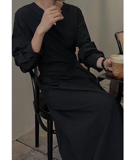 waist wrap long dress/3color