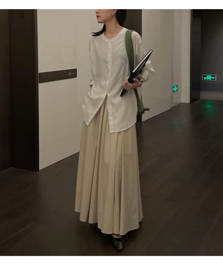 tuck flare maxi skirt/3color