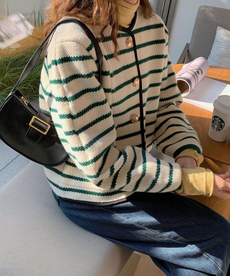 border piping knit jacket/2color