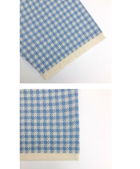 square neck check tops/2color