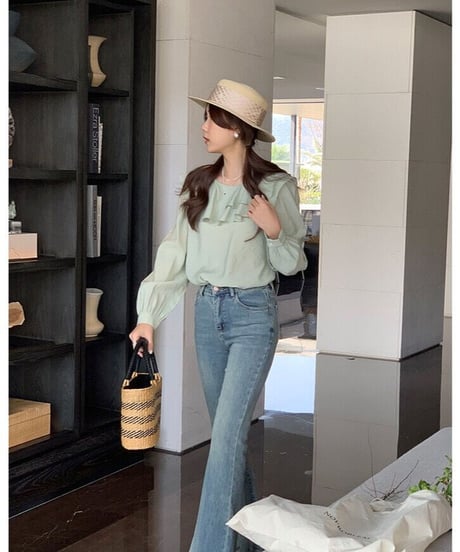 frill collar blouse/2color