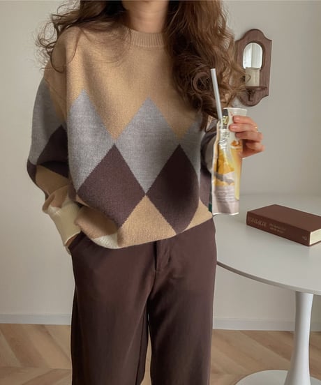 big diamond pattern knit/3color