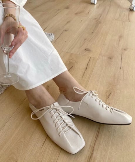 lace up flat shoes/3color