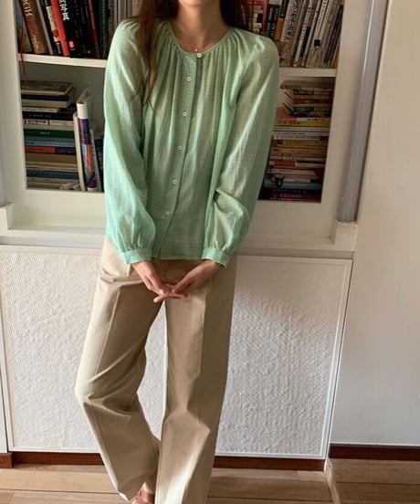 gingham check blouse/4color(ネコポス)