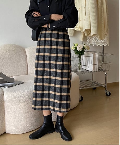 check medium skirt/2color