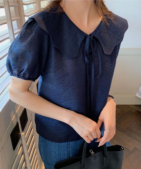 design collar ribbon blouse/3color