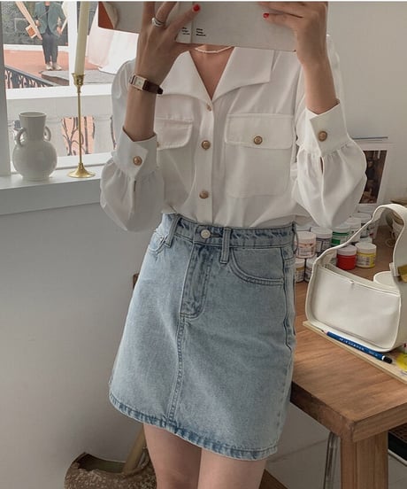 open collar classic shirt/2color