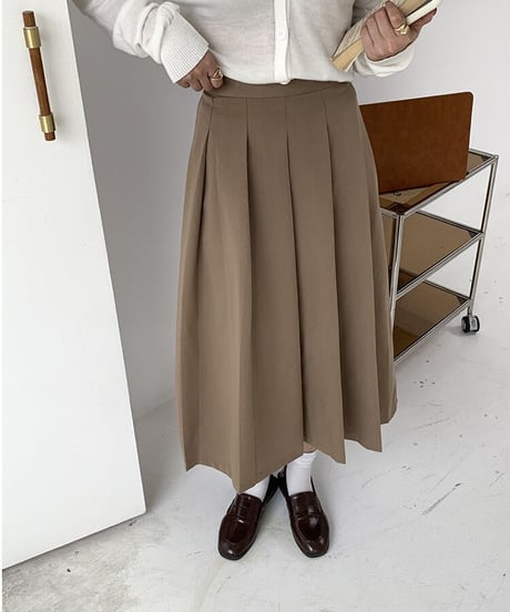 front box pleats skirt/2color