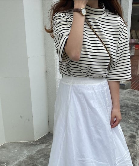 mock neck border T-shirt/2color(ネコポス)