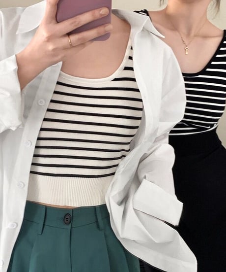 border cropped tanktop/2color(ネコポス)