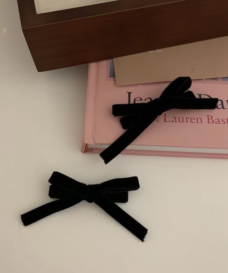 [OUTLET]velour mini ribbon clip set/2color(ネコポス)