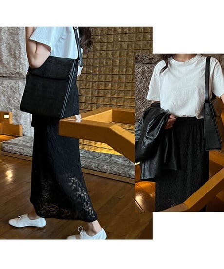 lace long skirt/2color