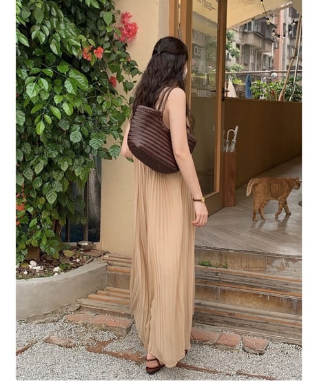 chiffon pleats camisole OP/2color