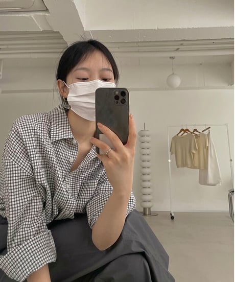 gingham check daily shirt/2color