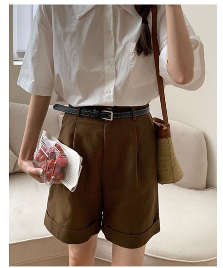 cotton linen half pants/3color