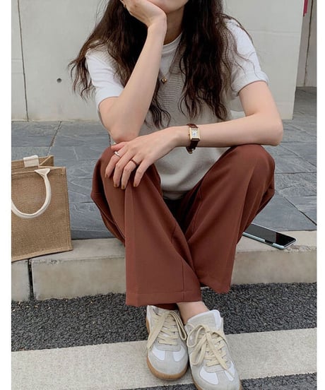 [OUTLET]color center press slacks/2color