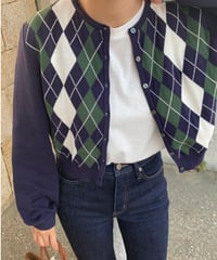 argyle short cardigan