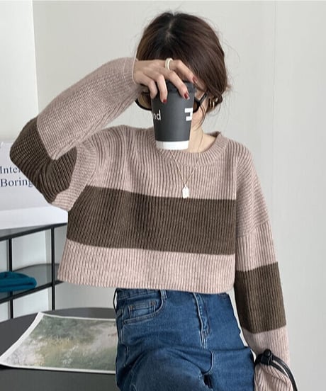 [OUTLET]short knit pullover