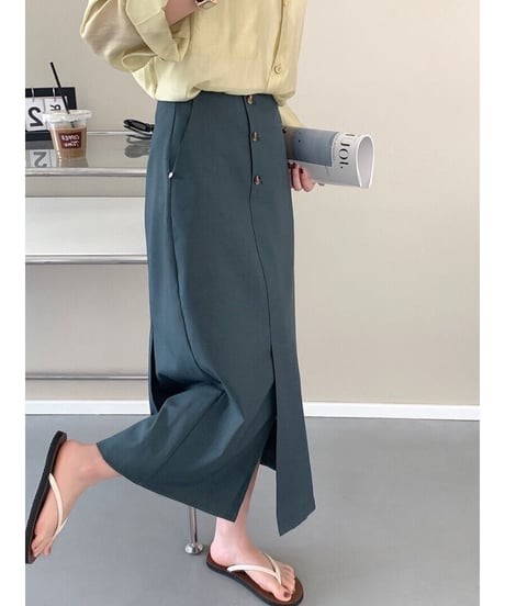 button pencil skirt/3color