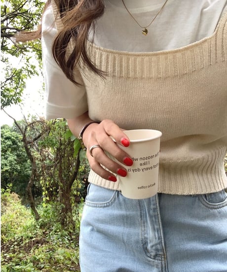square neck knit bustier/4color