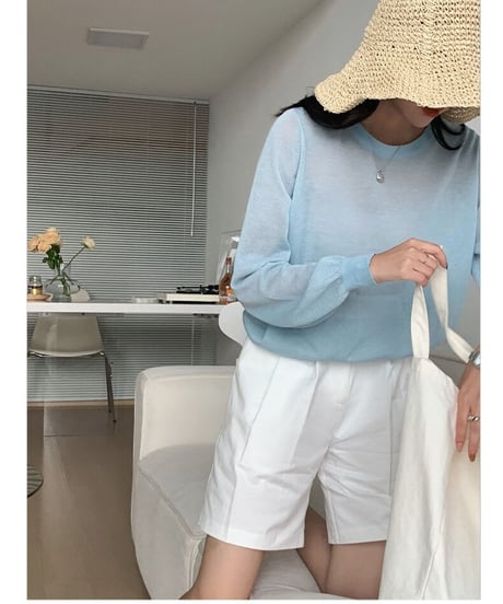 [OUTLET]linen blend sheer long-T/3color(ネコポス)