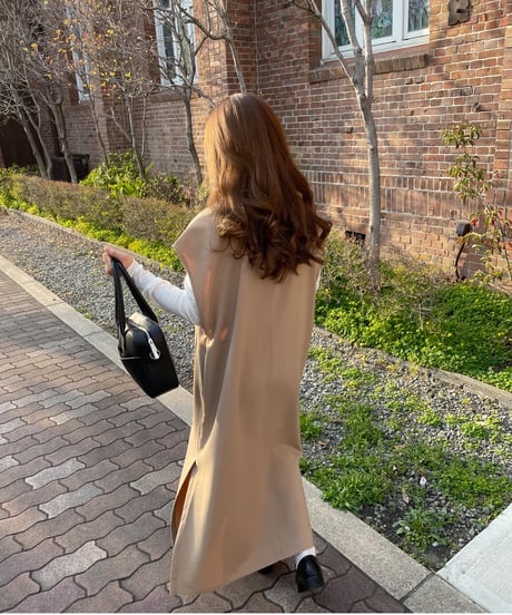 Key neck long dress/3color