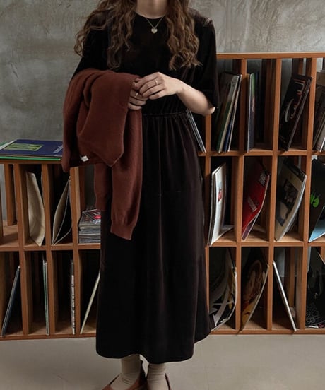 velour half sleeve dress/2color