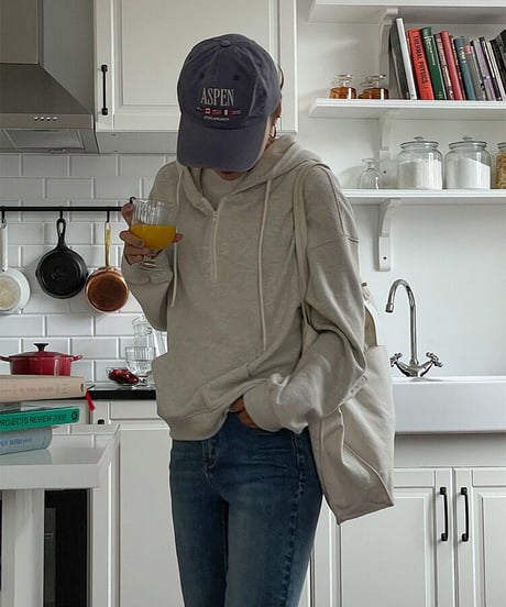 [OUTLET]waffle  half zip hoodie/3color